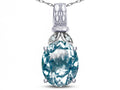 Star K  Oval 10x8 Genuine Sky Blue Topaz Fashion Pendant Necklace