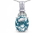 Star K  Oval 10x8 Genuine Sky Blue Topaz Fashion Pendant Necklace