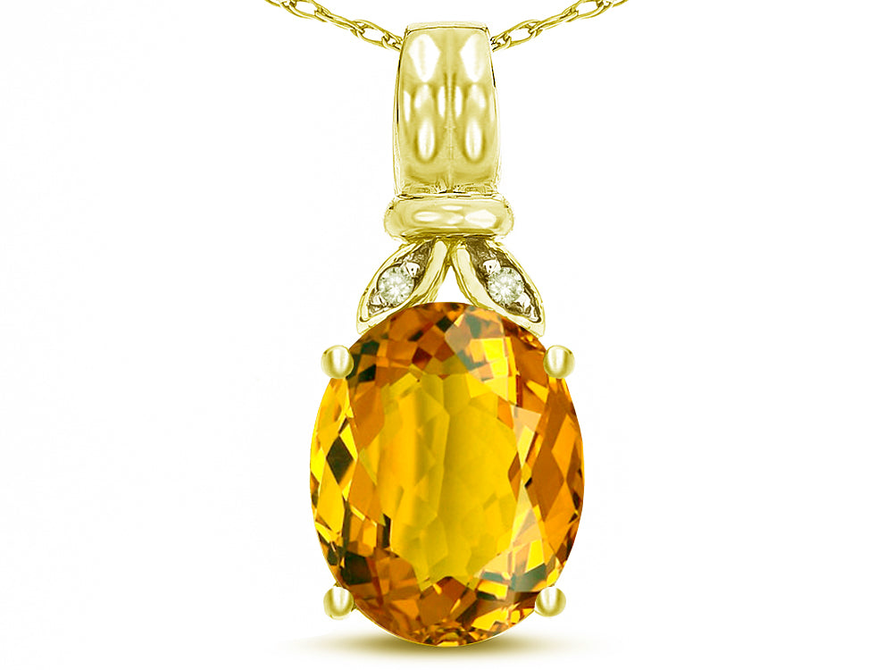 Star K  Oval 10x8 Genuine Citrine Fashion Pendant Necklace