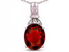 Star K  Oval 10x8 Genuine Garnet Fashion Pendant Necklace