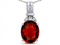 Star K  Oval 10x8 Genuine Garnet Fashion Pendant Necklace