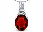 Star K  Oval 10x8 Genuine Garnet Fashion Pendant Necklace