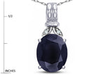 Star K  Oval 10x8 Genuine Black Sapphire Fashion Pendant Necklace