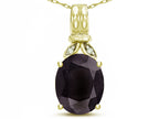 Star K  Oval 10x8 Genuine Black Sapphire Fashion Pendant Necklace
