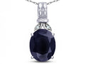 Star K  Oval 10x8 Genuine Black Sapphire Fashion Pendant Necklace