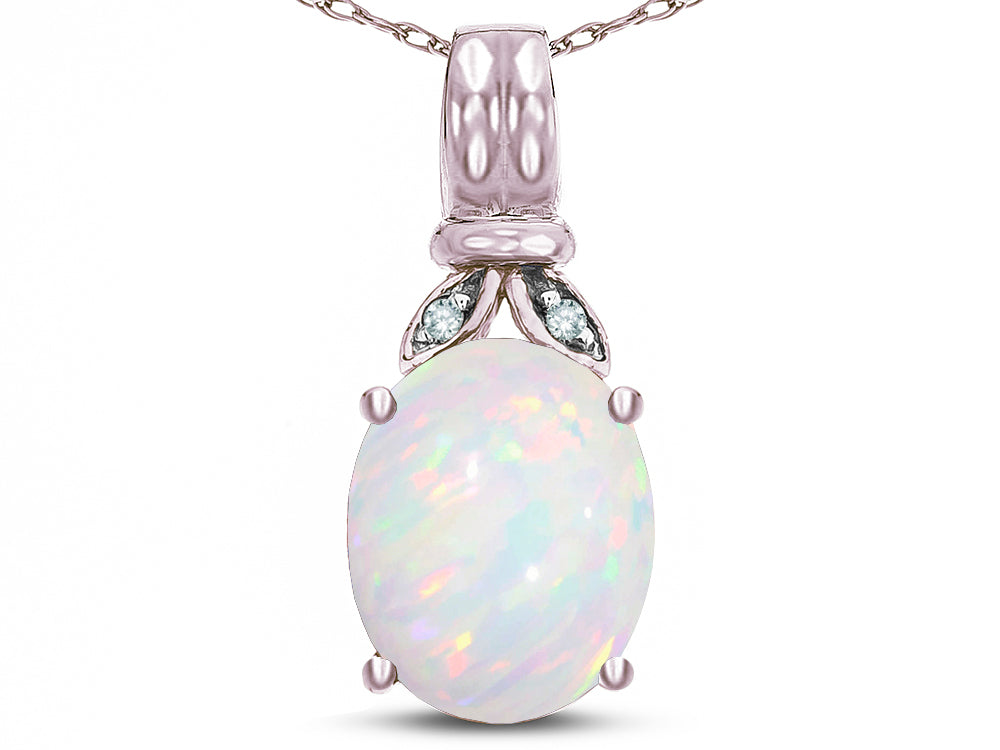 Star K  Oval 10x8 Genuine Opal Fashion Pendant Necklace