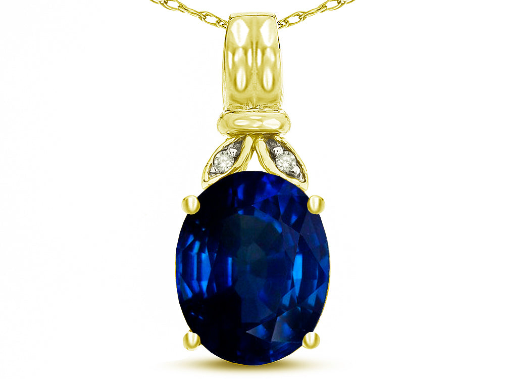 Star K  Oval 10x8 Created Sapphire Fashion Pendant Necklace