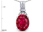 Star K  Oval 10x8 Created Ruby Fashion Pendant Necklace