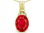 Star K  Oval 10x8 Created Ruby Fashion Pendant Necklace