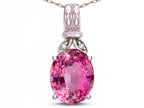Star K  Oval 10x8 Created Pink Sapphire Fashion Pendant Necklace