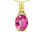 Star K  Oval 10x8 Created Pink Sapphire Fashion Pendant Necklace