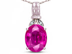 Star K  Oval 10x8 Simulated Pink Tourmaline Fashion Pendant Necklace