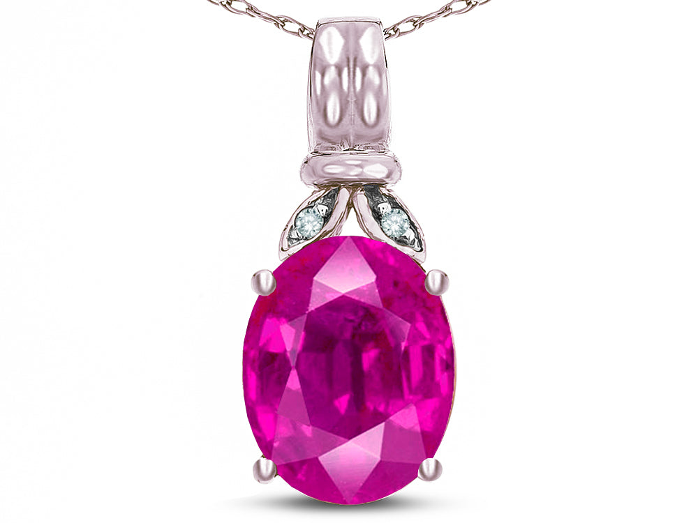 Star K  Oval 10x8 Simulated Pink Tourmaline Fashion Pendant Necklace