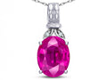 Star K  Oval 10x8 Simulated Pink Tourmaline Fashion Pendant Necklace
