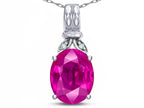 Star K  Oval 10x8 Simulated Pink Tourmaline Fashion Pendant Necklace