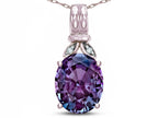 Star K  Oval 10x8 Simulated Alexandrite Fashion Pendant Necklace