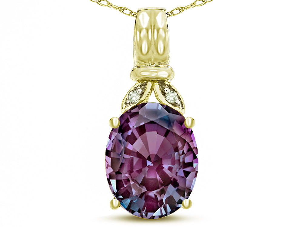 Star K  Oval 10x8 Simulated Alexandrite Fashion Pendant Necklace