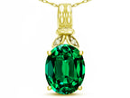 Star K  Oval 10x8 Simulated Emerald Fashion Pendant Necklace