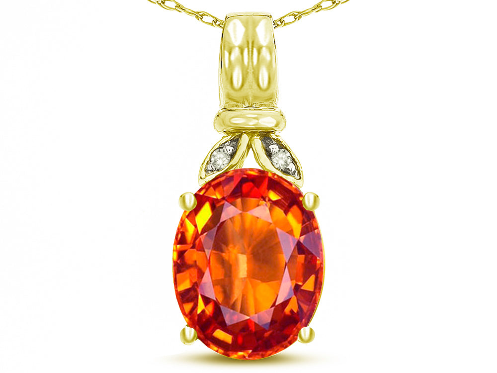 Star K  Oval 10x8 Simulated Orange Mexican Fire Opal Fashion Pendant Necklace