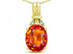 Star K  Oval 10x8 Simulated Orange Mexican Fire Opal Fashion Pendant Necklace