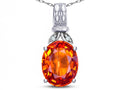 Star K  Oval 10x8 Simulated Orange Mexican Fire Opal Fashion Pendant Necklace