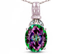 Star K  Oval 10x8 Rainbow Mystic Topaz Fashion Pendant Necklace