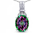 Star K  Oval 10x8 Rainbow Mystic Topaz Fashion Pendant Necklace