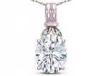 Star K  Oval 10x8 Genuine White Topaz Fashion Pendant Necklace