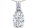 Star K  Oval 10x8 Genuine White Topaz Fashion Pendant Necklace