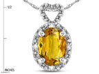Star K  Oval 8x6mm Genuine Citrine Vintage Antique Look Heart Pendant Necklace