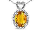 Star K  Oval 8x6mm Genuine Citrine Vintage Antique Look Heart Pendant Necklace