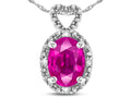Star K  Oval 8x6mm Simulated Pink Tourmaline Vintage Antique Look Heart Pendant Necklace