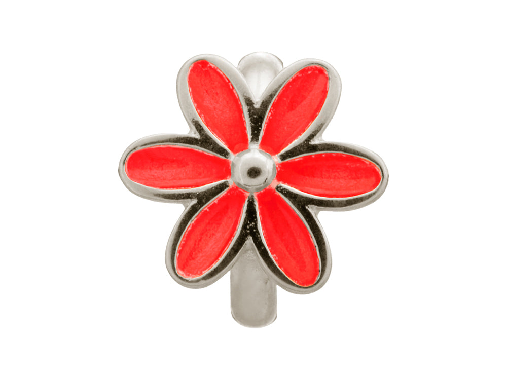 Endless Jewelry Red Enamel Flower Silver Red Enamel Rhodium Silver Finish
