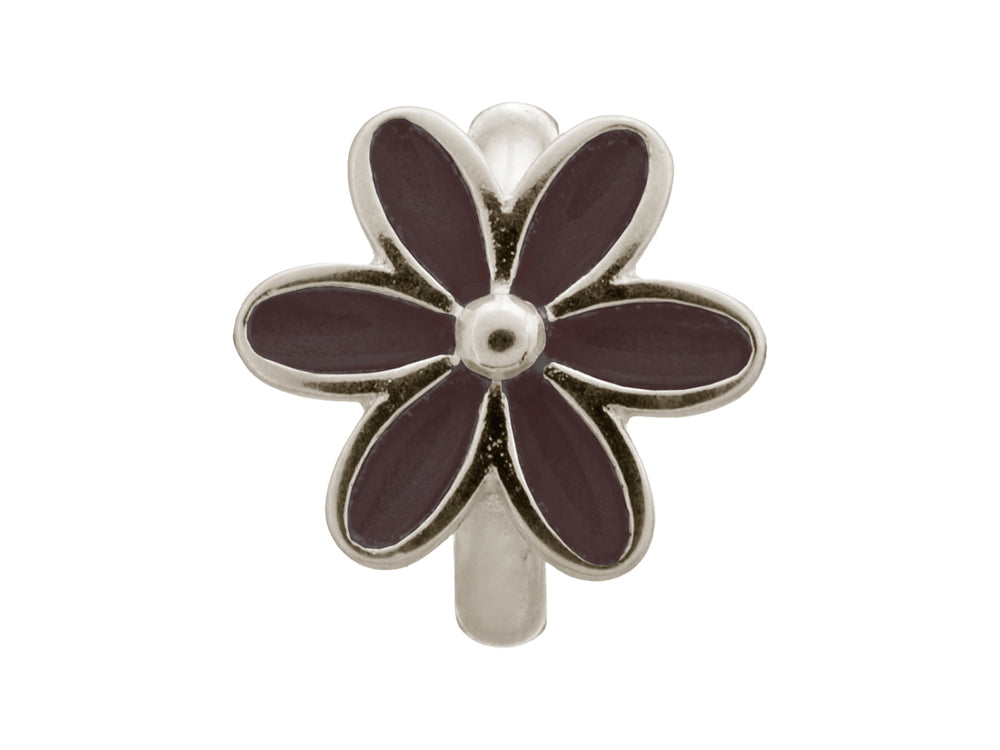Endless Jewelry Black Enamel Flower Silver Black Enamel Rhodium Silver Finish