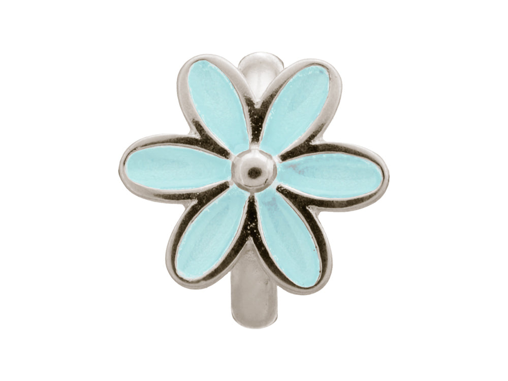 Endless Jewelry Light Blue Enamel Flower Silver Light Blue Enamel Rhodium Silver Finish