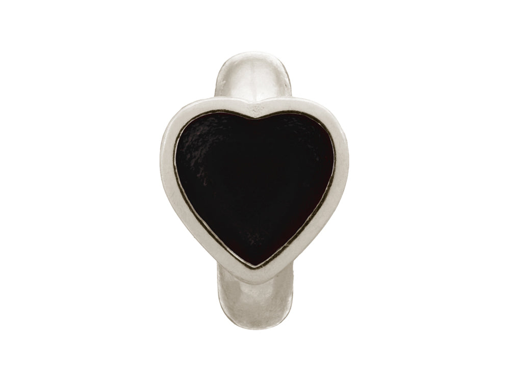 Endless Jewelry Black Enamel Heart Silver Black Enamel Rhodium Silver Finish