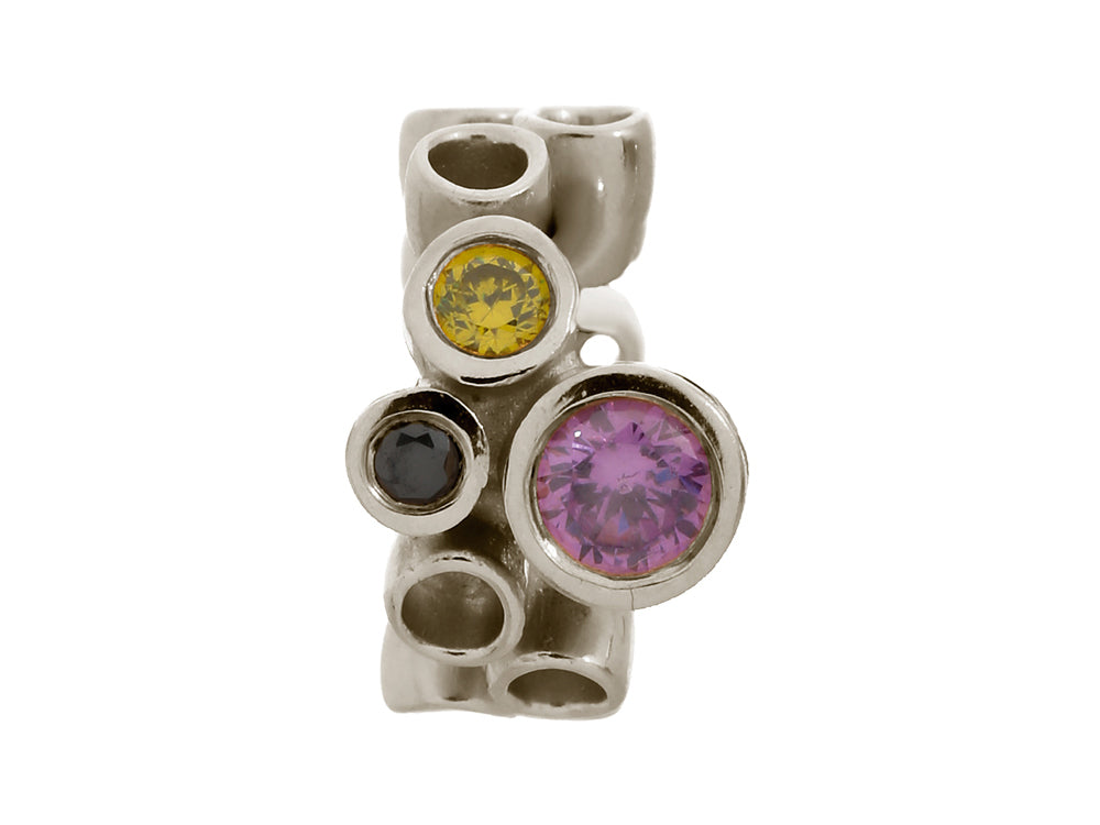 Endless Jewelry Multi Stones Amethyst Silver Amethyst/peridot/black Cubic Zirconia Rhodium Silver Finish