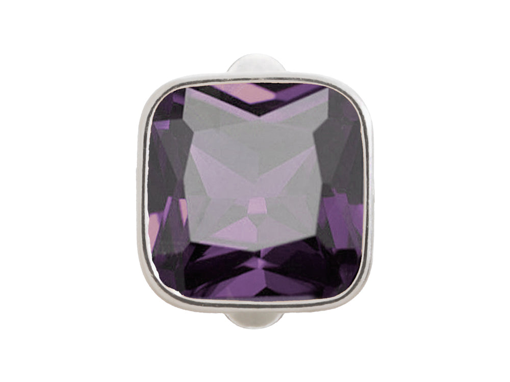 Endless Jewelry Big Amethyst Cube Silver Amethyst Crystal Rhodium Silver Finish