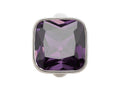 Endless Jewelry Big Amethyst Cube Silver Amethyst Crystal Rhodium Silver Finish