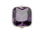 Endless Jewelry Big Amethyst Cube Silver Amethyst Crystal Rhodium Silver Finish