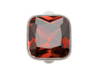 Endless Jewelry Big Garnet Cube Silver Garnet Crystal Rhodium Silver Finish
