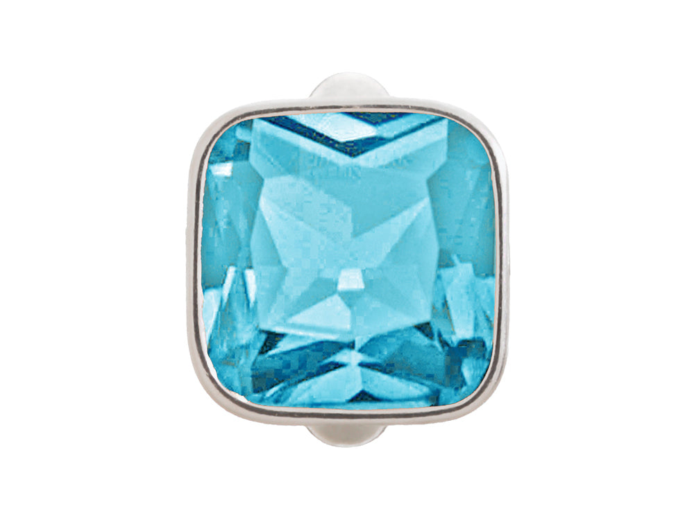 Endless Jewelry Big Sky Blue Cube Silver Sky Blue Crystal Rhodium Silver Finish