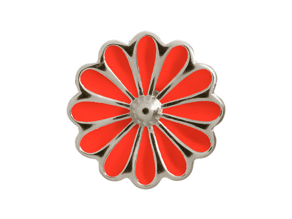 Endless Jewelry Red Daisy Silver Red Enamel Rhodium Silver Finish