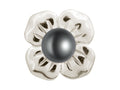 Endless Jewelry Big Black Pearl Flower Silver Black Pearl Rhodium Silver Finish