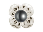 Endless Jewelry Big Black Pearl Flower Silver Black Pearl Rhodium Silver Finish