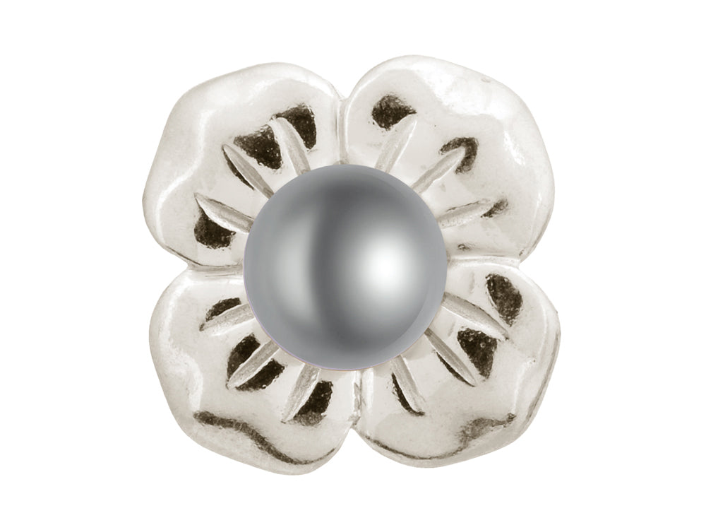 Endless Jewelry Big Grey Pearl Flower Silver Grey Pearl Rhodium Silver Finish