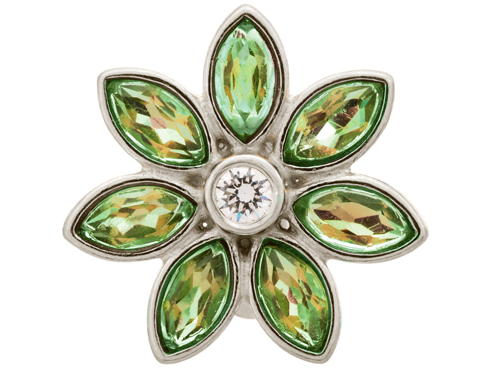 Endless Jewelry Big Peridot Flower Silver Peridot/white Cubic Zirconia Rhodium Silver Finish
