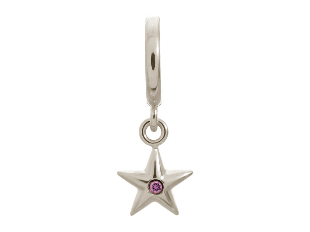 Endless Jewelry Amethyst Shiny Star Silver Amethyst Cubic Zirconia Rhodium Silver Finish