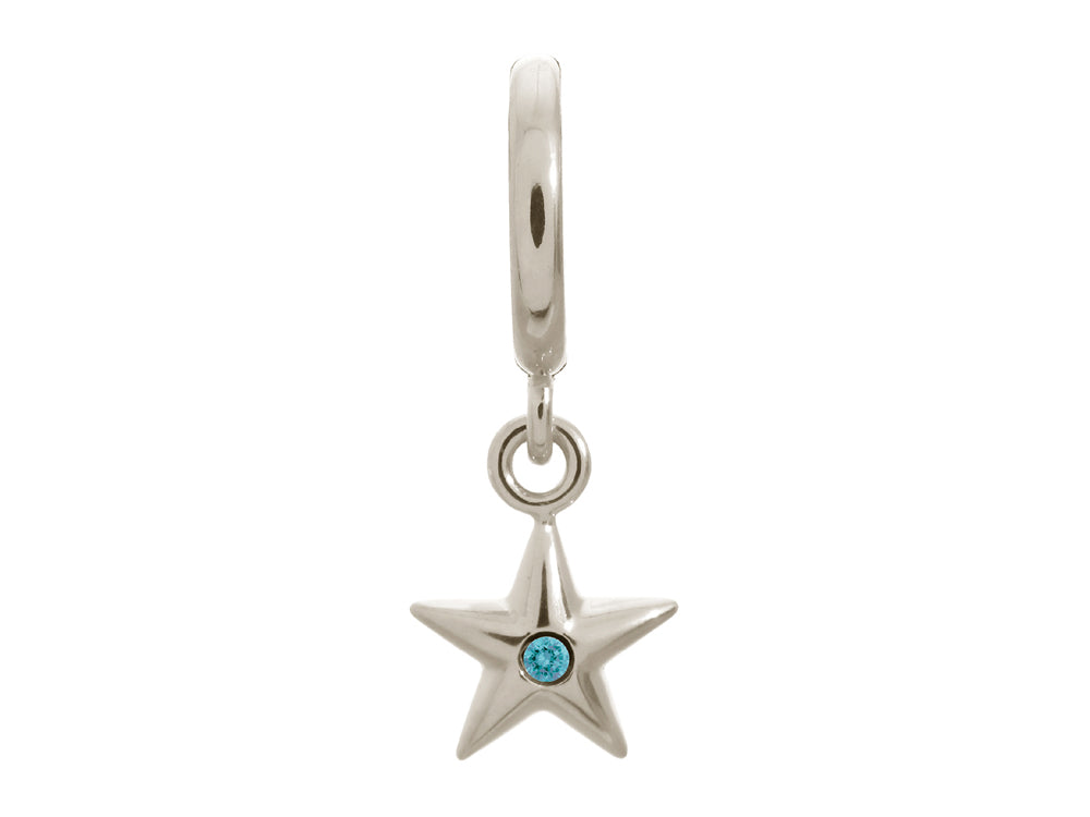 Endless Jewelry Sky Blue Shiny Star Silver Sky Blue Cubic Zirconia Rhodium Silver Finish