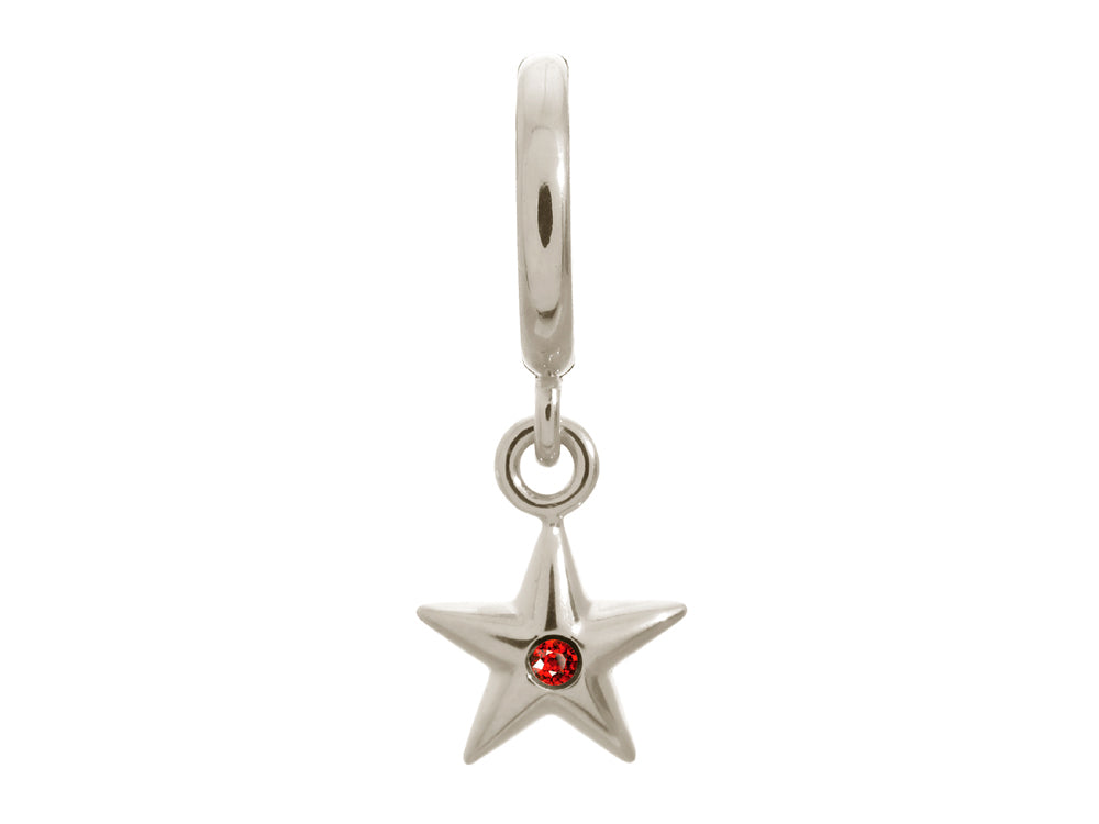 Endless Jewelry Garnet Shiny Star Silver Garnet Cubic Zirconia Rhodium Silver Finish